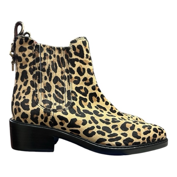 Coach Bowery Chelsea Pull-On Ankle Bootie Calf Fur Animal Print Cheetah Leopard - Picture 5 of 14